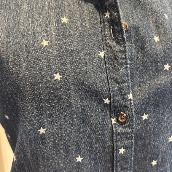 Universal Thread Blue chambray denim sleeveless stars print top XL 4th of July - Picture 9 of 11